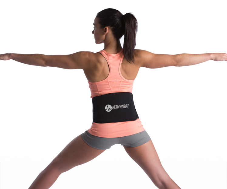 Back Ice Wrap, Back Heating Pad, Soft Low Back Brace, Back Support, Back Brace, ActiveWrap, Hot Pack, Cold Pack, Gymnast with an ActiveWrap on her low back.