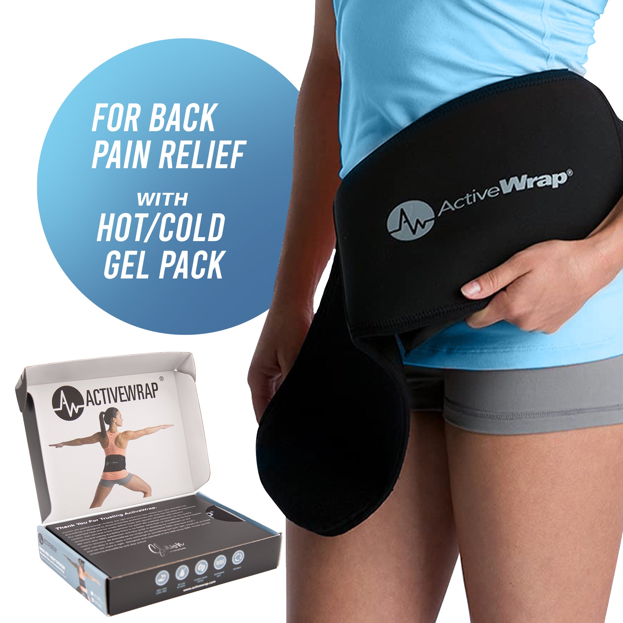 ActiveWrap® BACK Heat | Ice Wrap & Pack for Lumbar Pain (Sciatica Pain Relief)