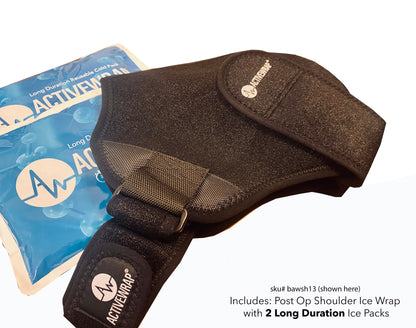 ActiveWrap Post Op Shoulder Ice Wrap. This option comes with 2 long duration ice packs and the shoulder support. Item bawsh13. Rotator Cuff Surgery, Shoulder Ice Machine, Shoulder Pain Relief, Shoulder Support , Shoulder Brace, Shoulder Dislocations, Shoulder Tendonitis, Frozen Shoulder, Adhesive Capsulitis, Impingement Pain, After Shoulder Surgery Care, Shoulder Pain Relief, Best Shoulder Ice Pack, Active Wrap