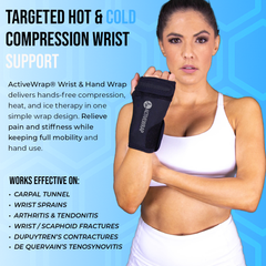 Cold therapy wrap for wrist sprains and tendonitis. Heat therapy for wrist and hand arthritis.